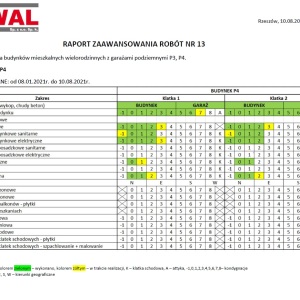 Raport zaawansowania prac